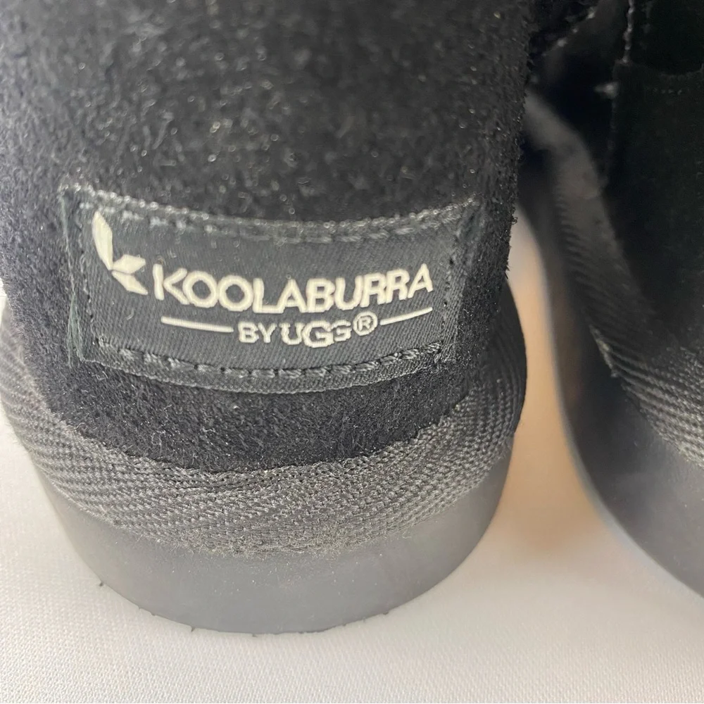 Koolaburra by Ugg Black Suede Koola Short Women's Size 5 Winter Boots w Faux Fur